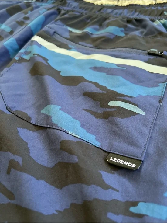 Legends Luka Shorts Blue Camo Unlined Drawstring Stretch Gym Athletic Men’s XL - Picture 11 of 16